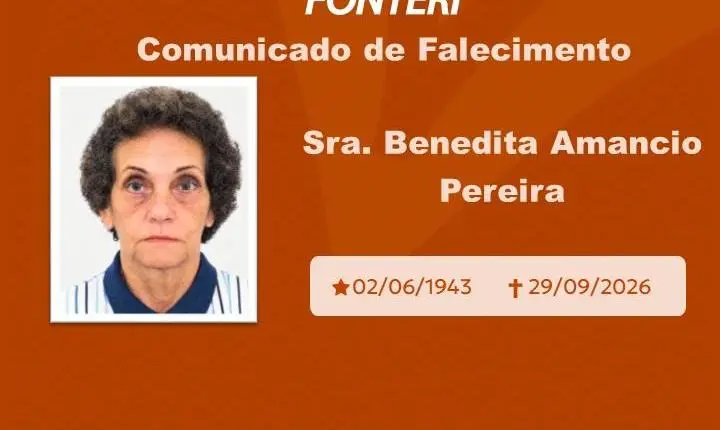 Com pesar, nos despedimos da Sra. Benedita Amâncio Pereira
