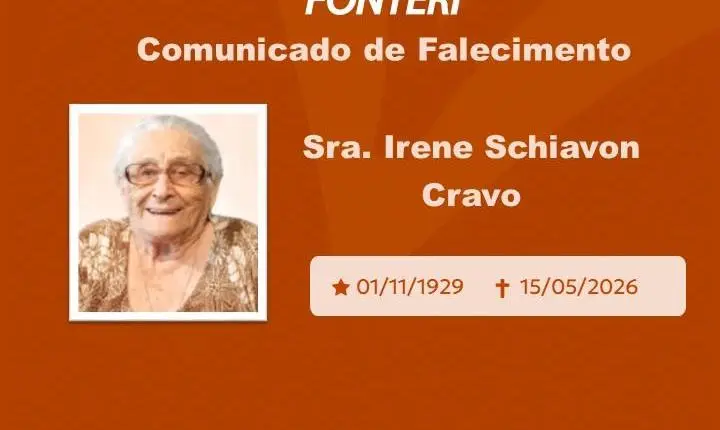 Com pesar, nos despedimos da Sra. Irene Schiavon Cravo
