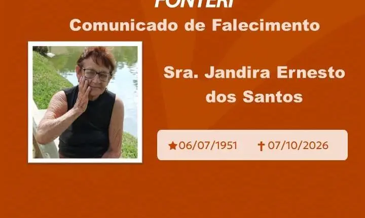 Com pesar, nos despedimos da Sra. Jandira Ernesto dos Santos. 