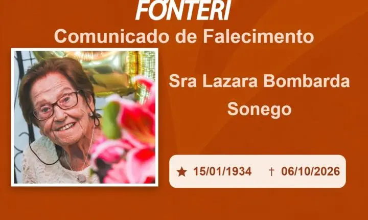 Com pesar, nos despedimos da Sra. Lazara Bombarda Sonego 