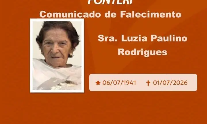 Com pesar, nos despedimos da Sra. Luzia Paulino Rodrigues