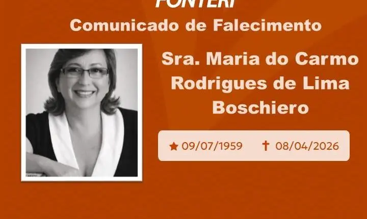 Com pesar, nos despedimos da Sra. Maria do Carmo Rodrigues de Lima Boschiero 