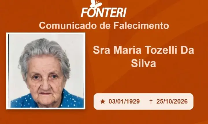 Com pesar, nos despedimos da Sra. Maria Tozelli da Silva