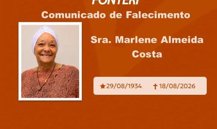 Com pesar, nos despedimos da Sra. Marlene Almeida Costa. 