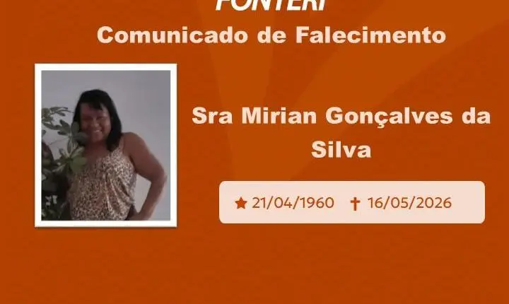Com pesar, nos despedimos da Sra. Mirian Gonçalves da Silva