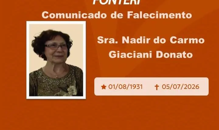 Com pesar, nos despedimos da Sra. Nadir do Carmo Giaciani Donato.