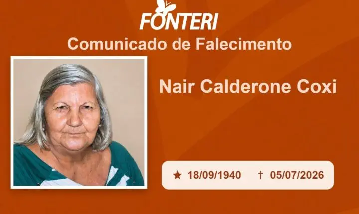 Com pesar, nos despedimos da Sra. Nair Calderone Coxi.