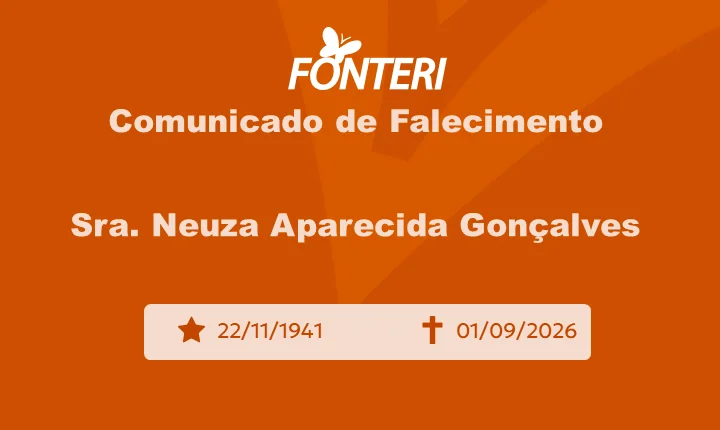 Com pesar, nos despedimos da Sra. Neuza Aparecida Gonçalves.