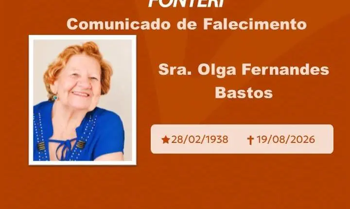 Com pesar, nos despedimos da Sra. Olga Fernandes Bastos.
