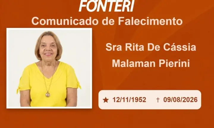 Com pesar, nos despedimos da Sra. Rita de Cássia Malaman Pierini.