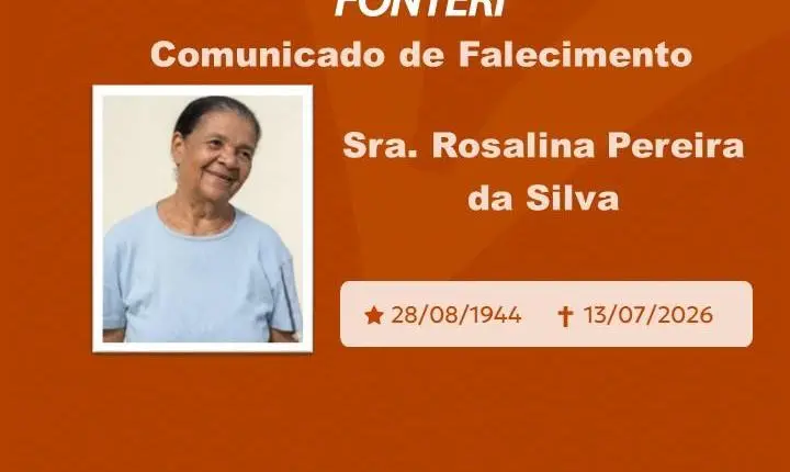 Com pesar, nos despedimos da Sra. Rosalina Pereira da Silva