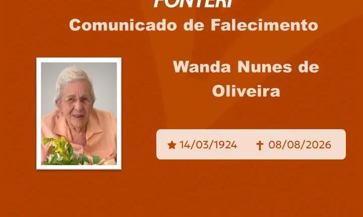 Com pesar, nos despedimos da Sra. Wanda Nunes de Oliveira.  