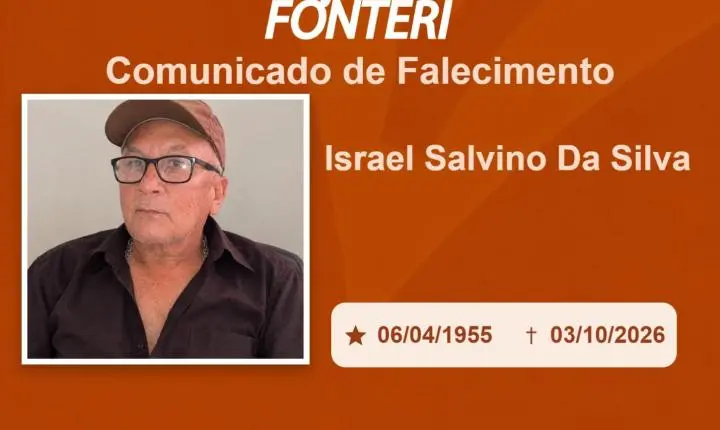 Com pesar, nos despedimos do Sr. Israel Salvino da Silva.
