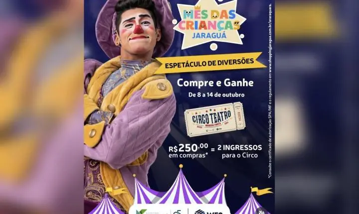 Compras no Dia das Crianças dão direito a ingressos para o circo em Araraquara