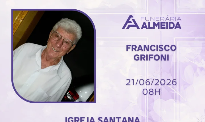 Comunicamos a Missa de 7º Dia de falecimento do SR. FRANCISCO GRIFONI mais conhecido como FEDERAL