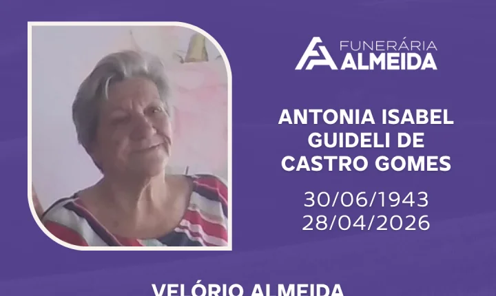 COMUNICAMOS O FALECIMENTO DA SRA. ANTONIA ISABEL GUIDELI DE CASTRO GOMES
