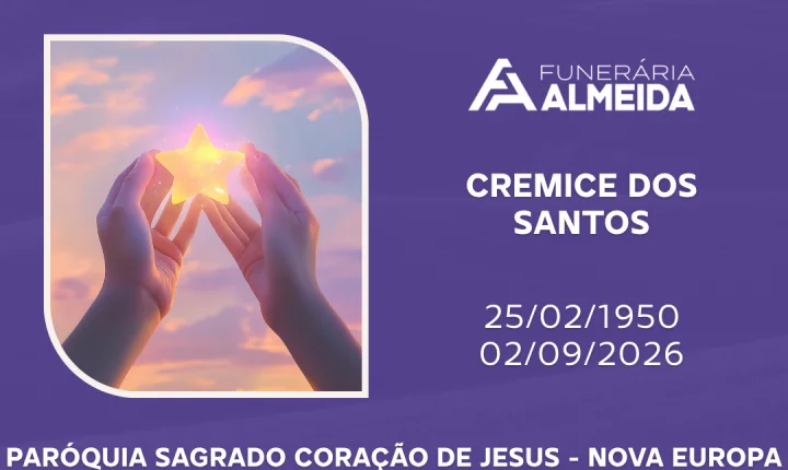 Comunicamos o Falecimento da Sra. CREMICE DOS SANTOS