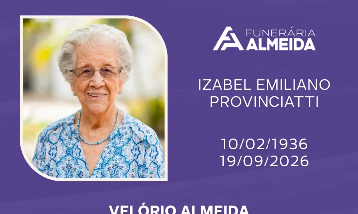 COMUNICAMOS O FALECIMENTO DA SRA. IZABEL EMILIANO PROVINCIATTI