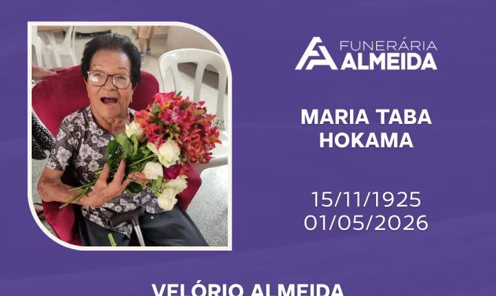 Comunicamos o falecimento da SRA. MARIA TABA OKAMA