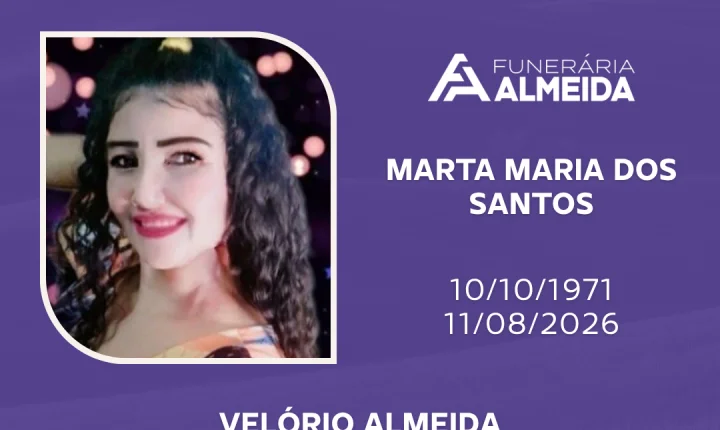 Comunicamos o falecimento da SRA. MARTA MARIA DOS SANTOS (mais conhecida como Patrícia) 