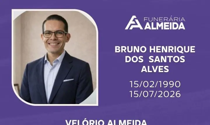 Comunicamos o falecimento do Dr. BRUNO HENRIQUE DOS SANTOS ALVES
