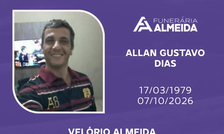 Comunicamos o falecimento do SR. ALLAN GUSTAVO DIAS 