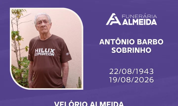 Comunicamos o falecimento do SR. ANTÔNIO BARBO SOBRINHO