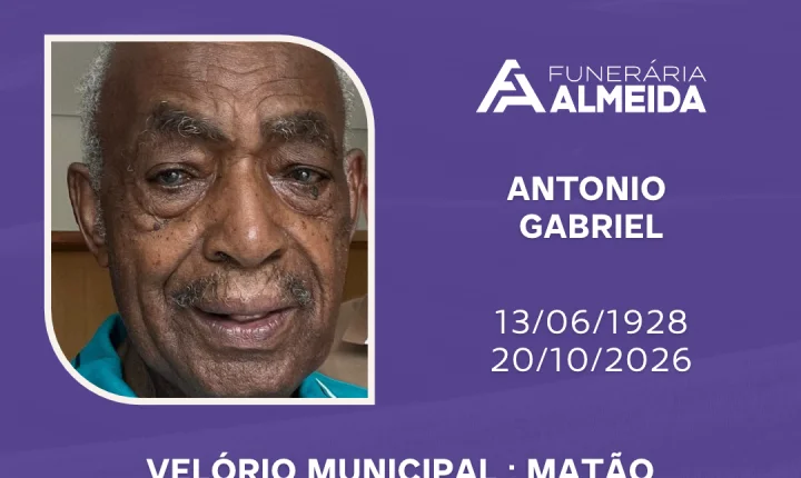 Comunicamos o Falecimento do SR. ANTONIO GABRIEL