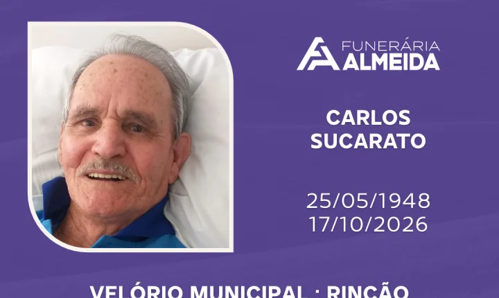 Comunicamos o Falecimento do Sr, CARLOS SUCARATO