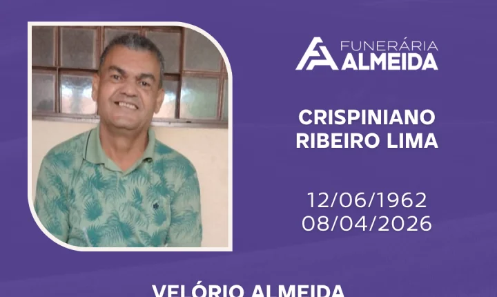 Comunicamos o falecimento do SR. CRISPINIANO RIBEIRO LIMA (mais conhecido como Tuca)