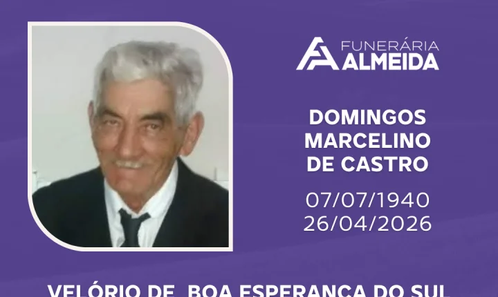 COMUNICAMOS O FALECIMENTO DO SR.DOMINGOS MARCELINO DE CASTRO