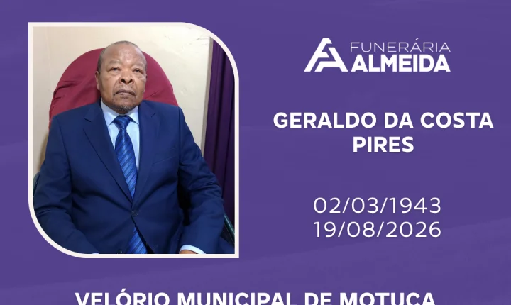 Comunicamos o falecimento do SR. GERALDO DA COSTA PIRES (mais conhecido como Catumba)