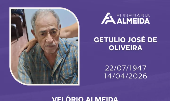 Comunicamos o falecimento do SR. GETULIO JOSÉ DE OLIVEIRA