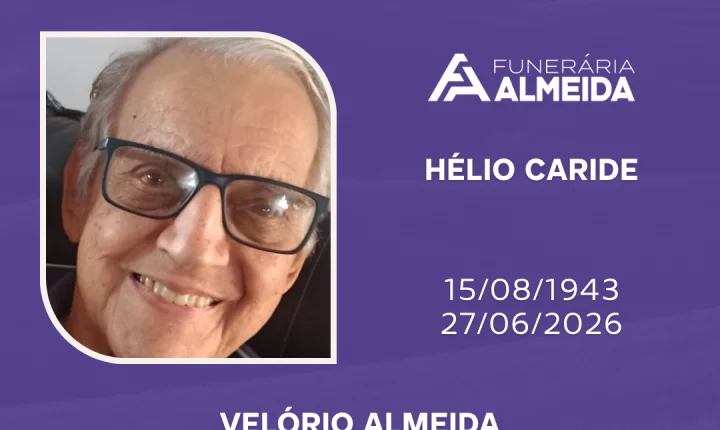 Comunicamos o falecimento do SR.HÉLIO CARIDE