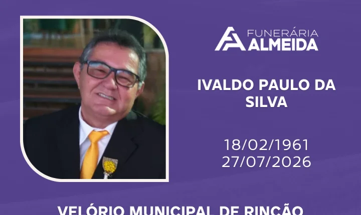 Comunicamos o falecimento do SR. IVALDO PAULO DA SILVA (mais conhecido como MANÉ)
