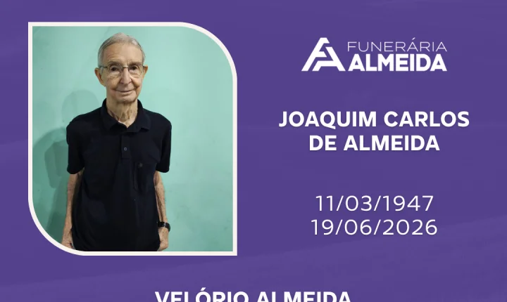 Comunicamos o Falecimento do SR. JOAQUIM CARLOS DE ALMEIDA