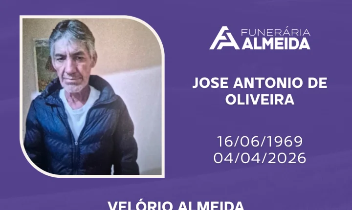 Comunicamos o Falecimento do Sr.JOSE ANTONIO DE OLIVEIRA