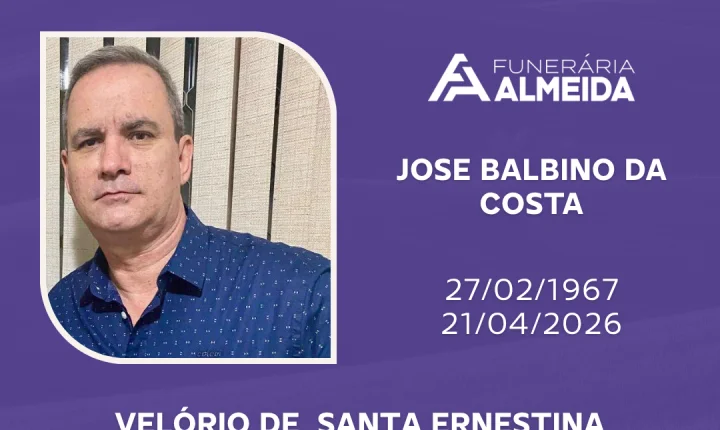 Comunicamos o Falecimento do Sr.  JOSE  BALBINO DA COSTA