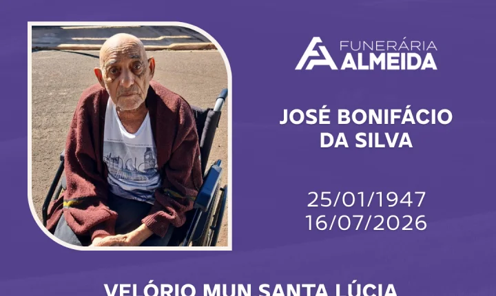 Comunicamos o falecimento do SR. JOSE BONIFÁCIO DA SILVA