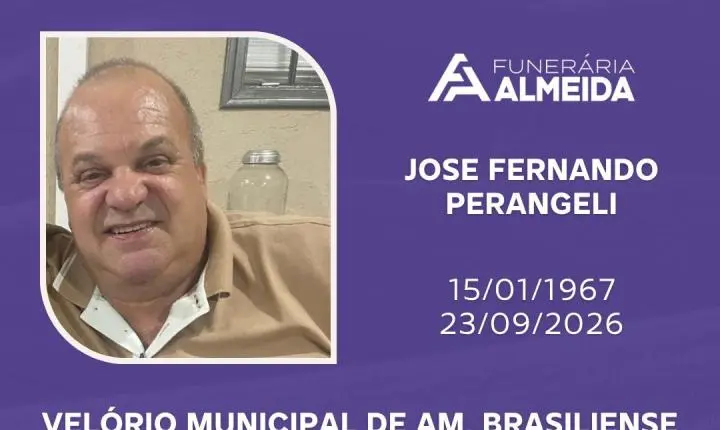 Comunicamos o falecimento do SR. JOSÉ FERNANDO PERANGELI