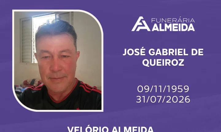 Comunicamos o falecimento do SR. JOSÉ GABRIEL DE QUEIROZ