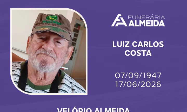 Comunicamos o falecimento do SR.LUIZ CARLOS COSTA