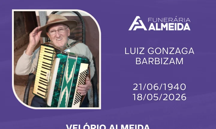 Comunicamos o falecimento do SR. LUIZ GONZAGA BARBIZAM