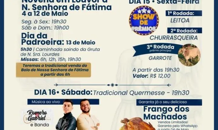 Comunidade Nossa Senhora de Fátima nos Machados anuncia festa tradicional