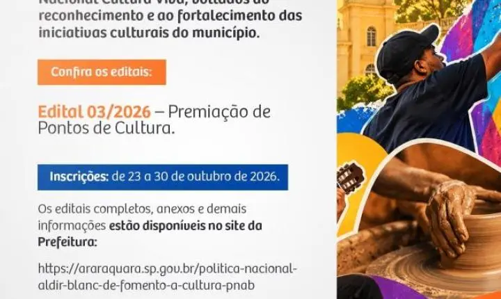 Cultura de Araraquara lança edital de premiação para pontos de cultura