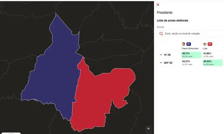 Mapa de apuração revela votos por zona eleitoral em São Carlos