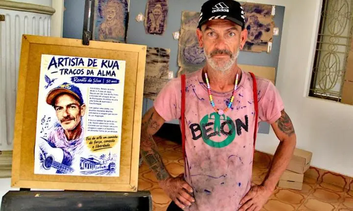 Exposição no Palacete das Rosas revela talento de artista de rua em Araraquara