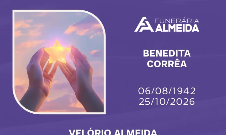 Funerária Almeida comunica o falecimento da SRA. BENEDITA CORRÊA
