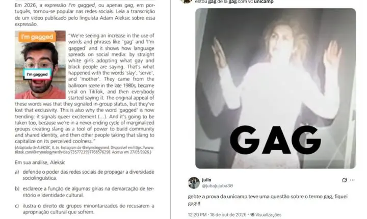Vestibular Unicamp 2027 surpreende e cobra gíria gag em prova de inglês