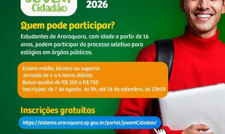 Inscrições para o Programa Jovem Cidadão são prorrogadas em Araraquara
